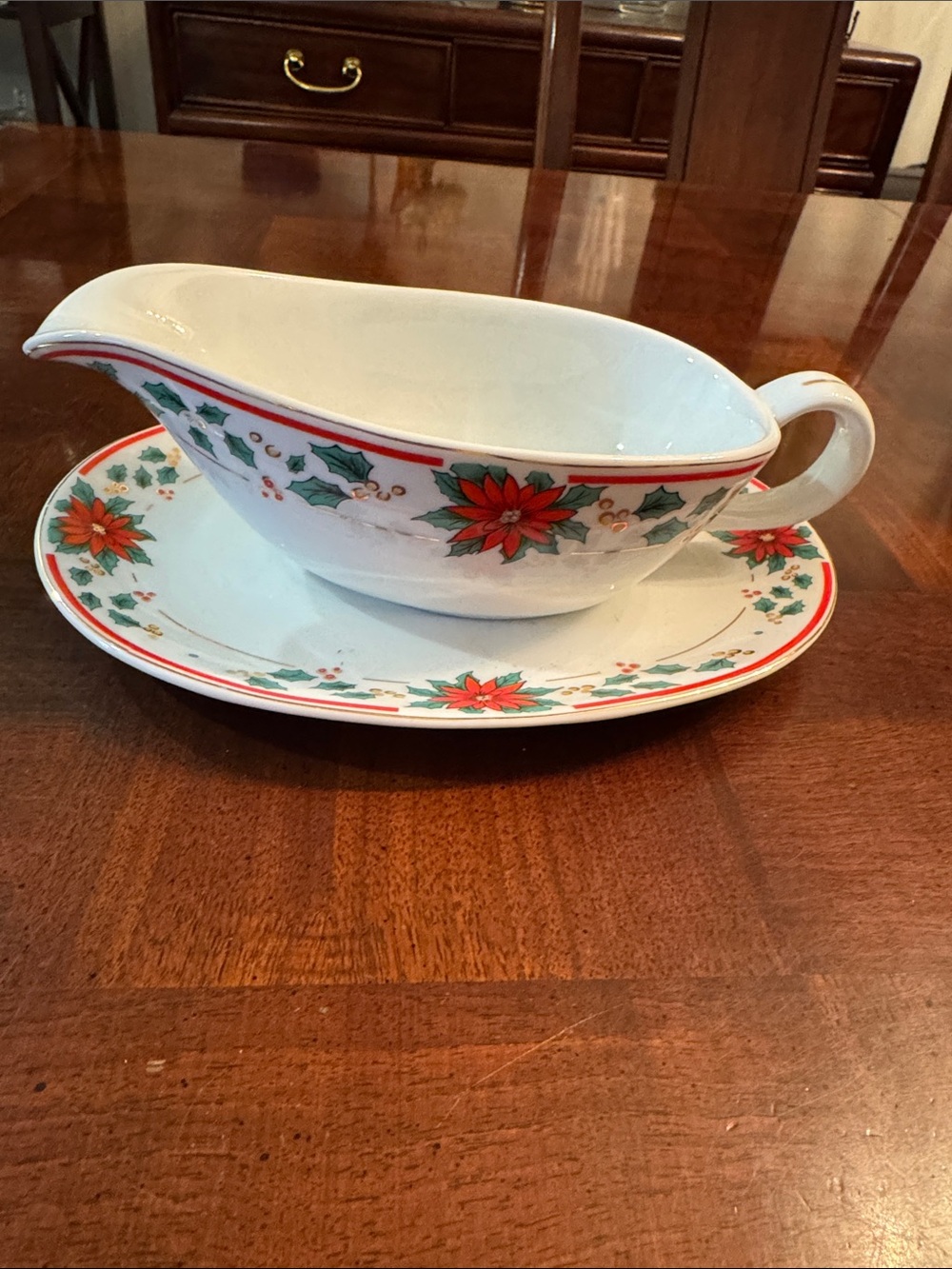 Royal Heritage Collection Christmas Porcelain Gravy Boat Set New in Box
